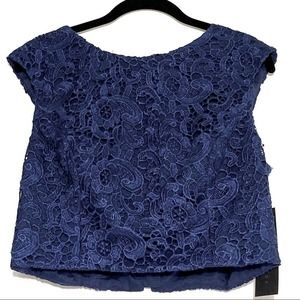 NEW Aidan Mattox Navy Lace Crop Top Size 10